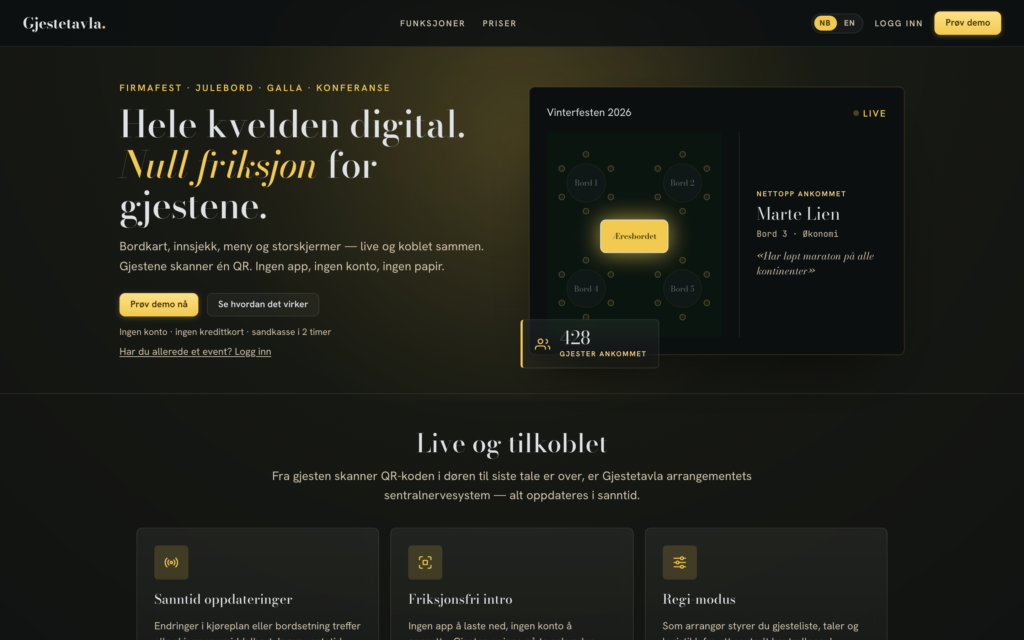 Skjermbilde av Gjestetavla