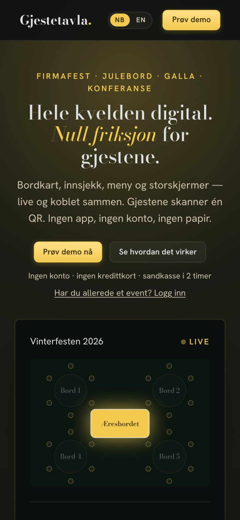 Gjestetavla på mobil